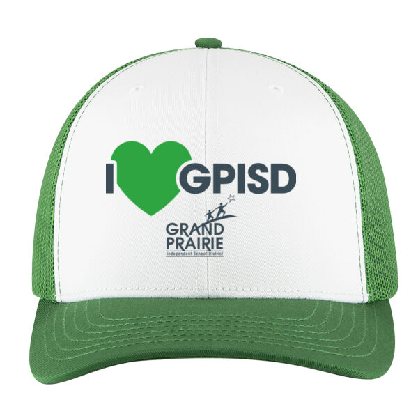 I HEART GPISD - OTTO Cap 6 Panel Mid Profile Mesh Back Trucker Hat Thumbnail